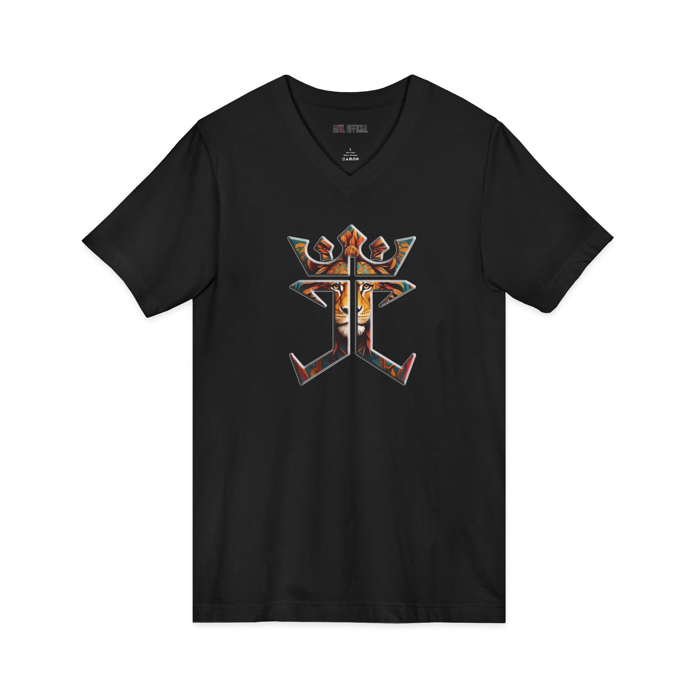 Lion of Judah Jesus Christ is King logo V-neck Tee