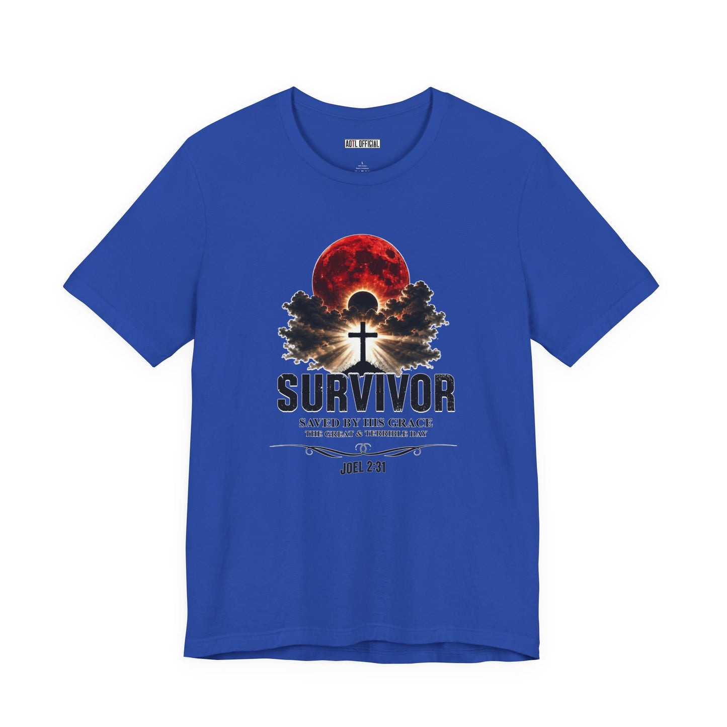 Survivor – Saved by His Grace (Joel 2:31) Unisex Short Sleeve Tee