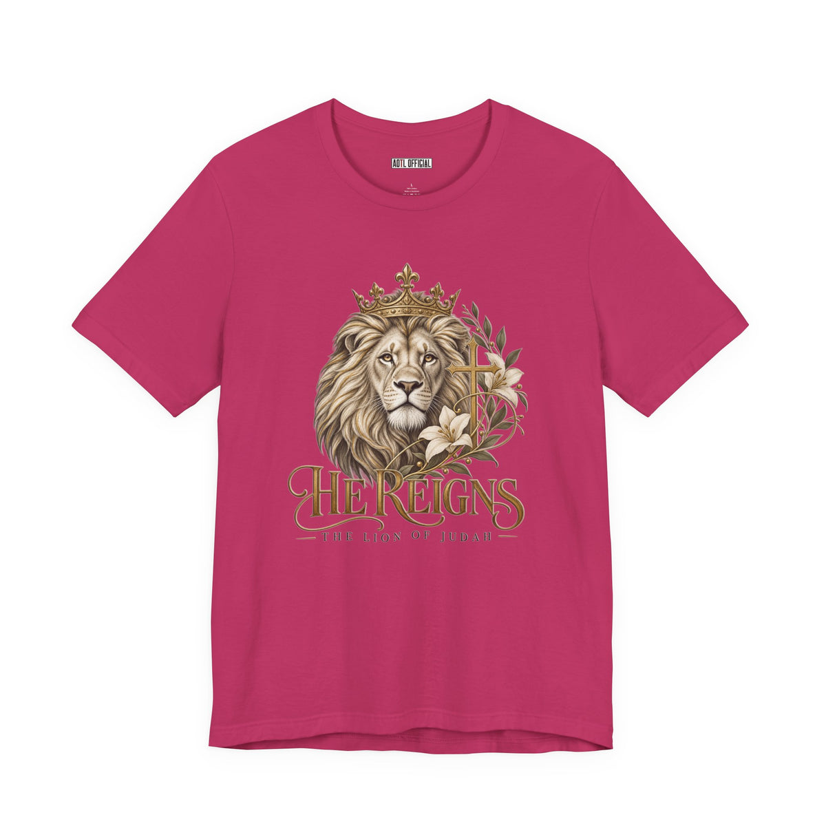 Lion of Judah — He Reigns Christian T-shirt