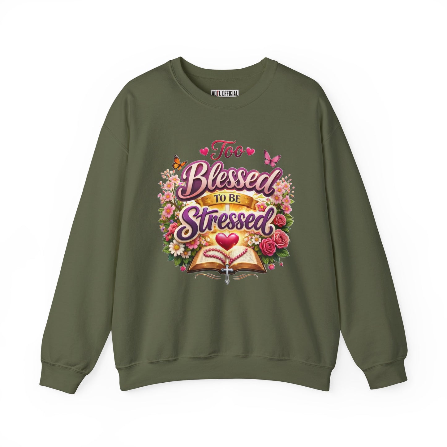 Too Blessed To Be Stressed Nature Edition Unisex Heavy Blend™ Crewneck Sweatshirt