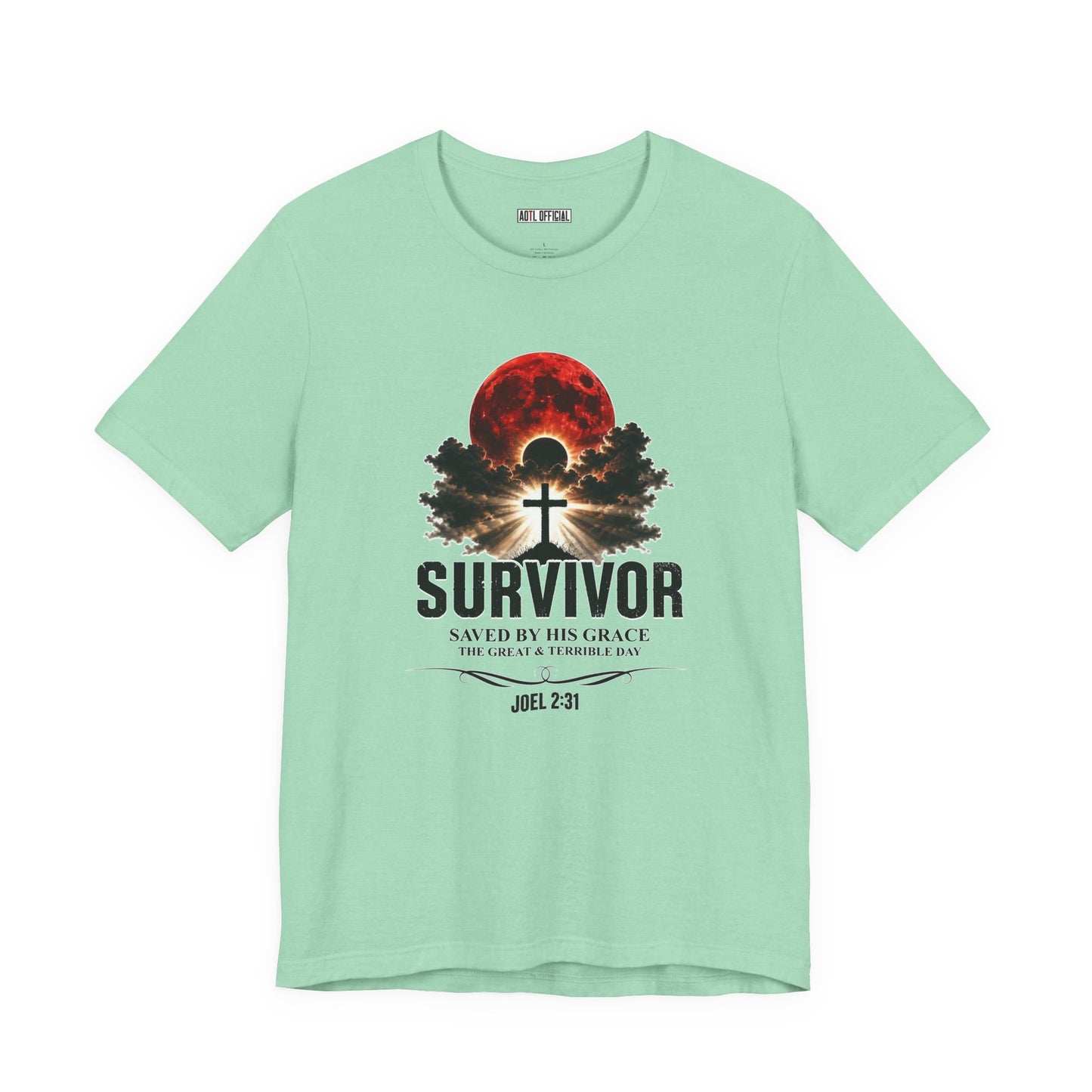 Survivor – Saved by His Grace (Joel 2:31) Unisex Short Sleeve Tee