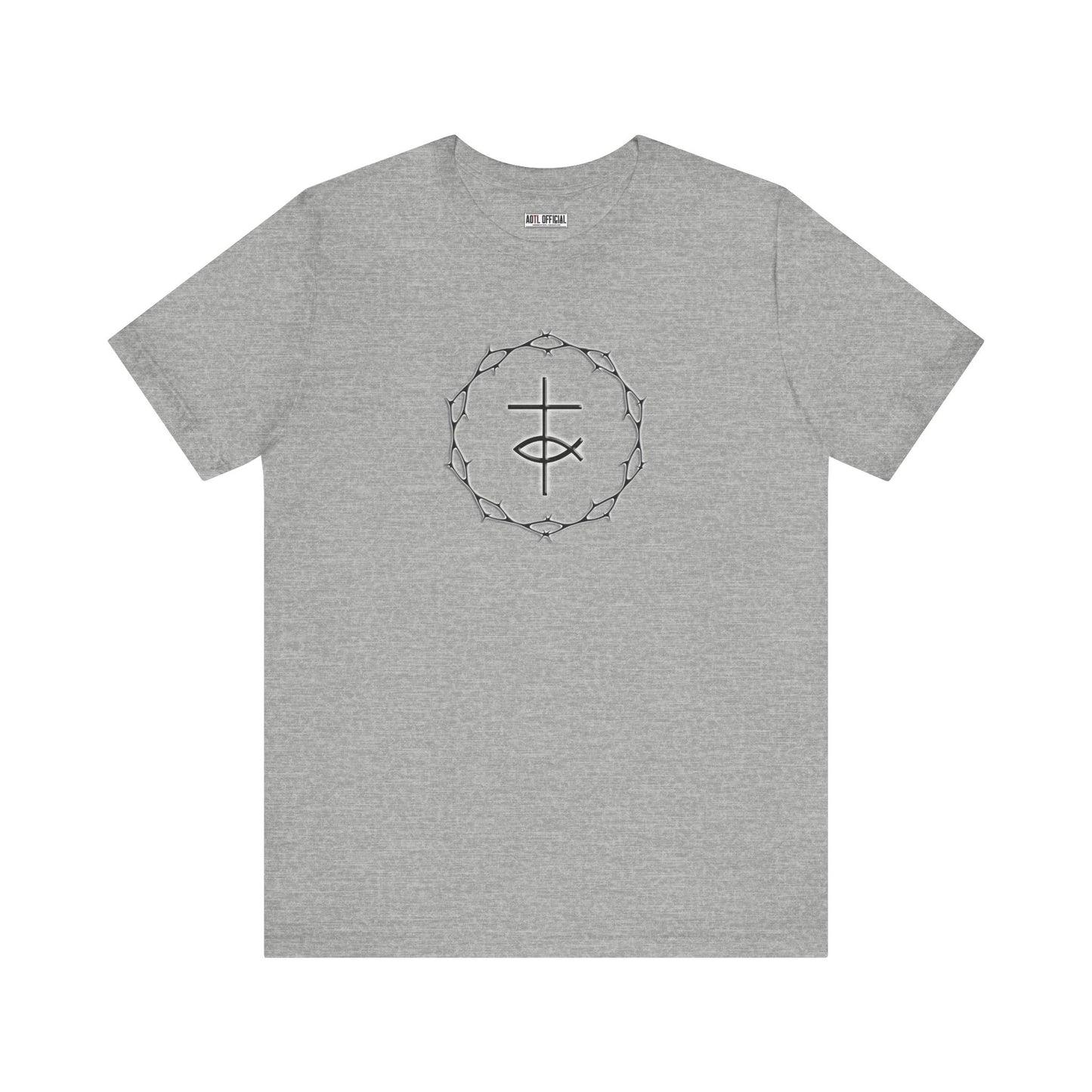 Circle of Thorns & Cross with Fish Unisex Jersey Short Sleeve Tee