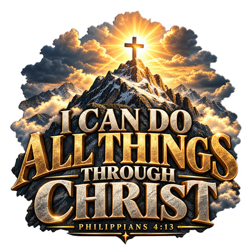 I Can Do All Things Through Christ – Philippians 4:13 Mountain Cross Design Christian Hoodie