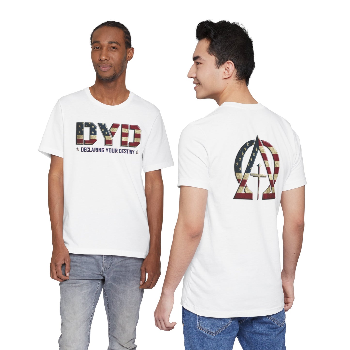 Declaring Your Destiny USA logo/Alpha & Omega USA