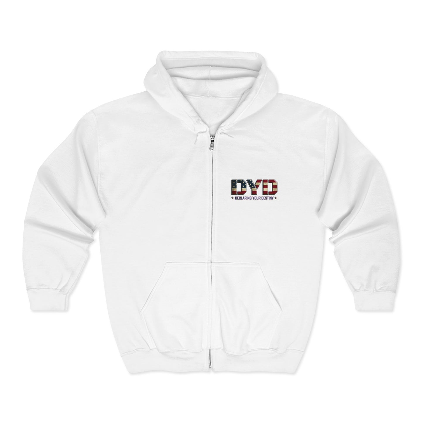 DYD  Single Sided Full-Zip Sweatshirt featuring the USA Declaring Your Destiny logo
