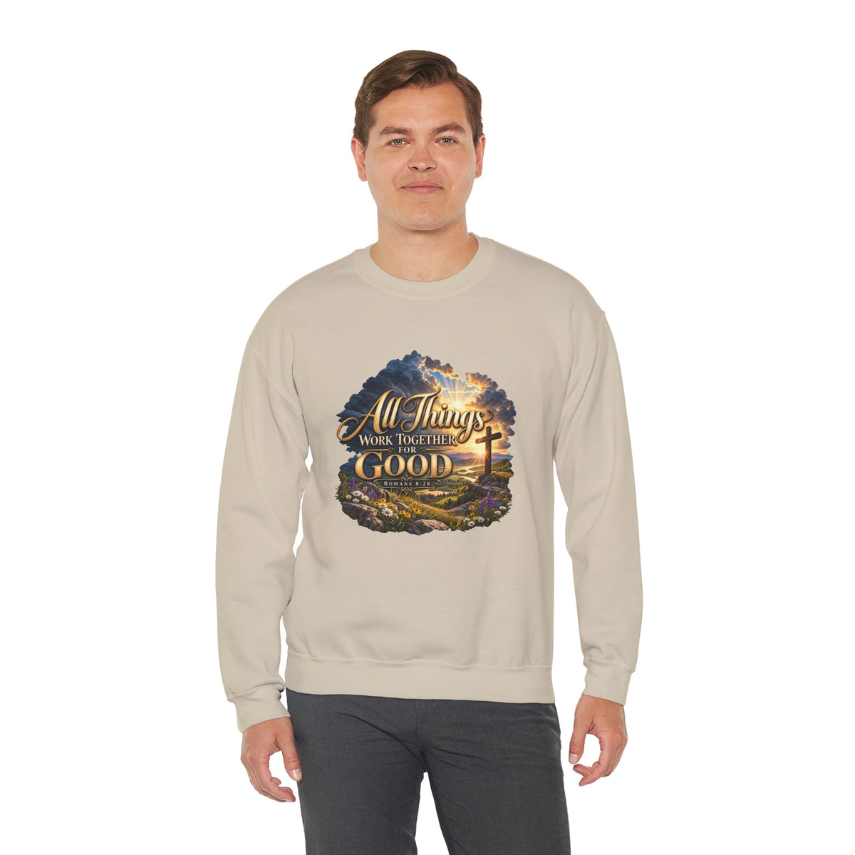 All Things Work Together for Good – Romans 8:28 Christian Sweatshirt