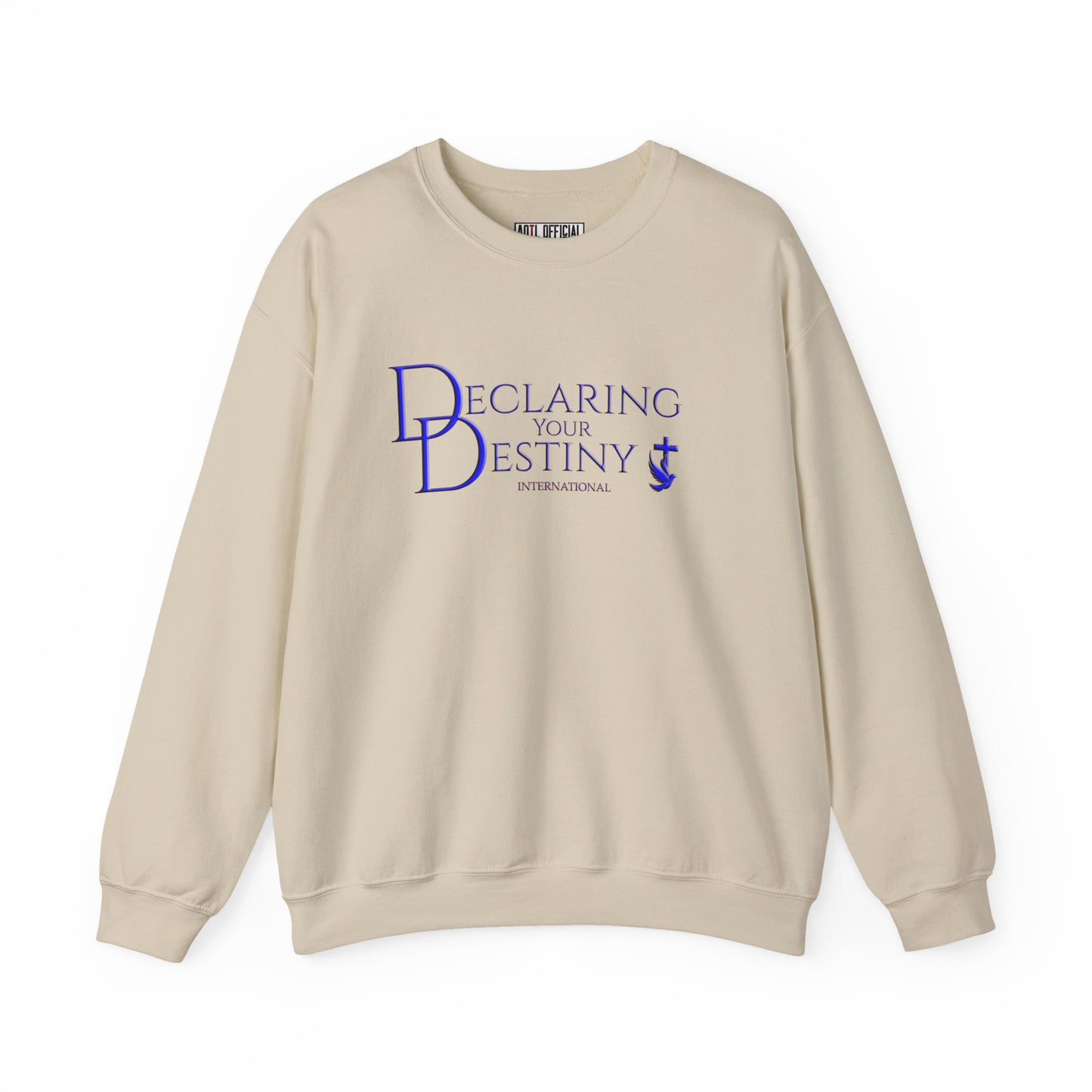 Declaring Your Destiny Blue & Gold Logo/ Philippians 4:13 Unisex Heavy Blend™ Crewneck Sweatshirt