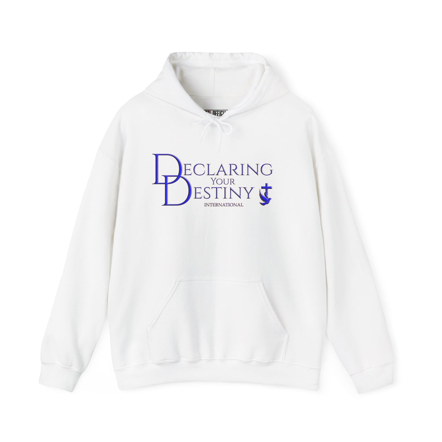 Declaring Your Destiny Blue & Gold logo/ Philippians 4:13  Unisex Heavy Blend™ Hooded Sweatshirt