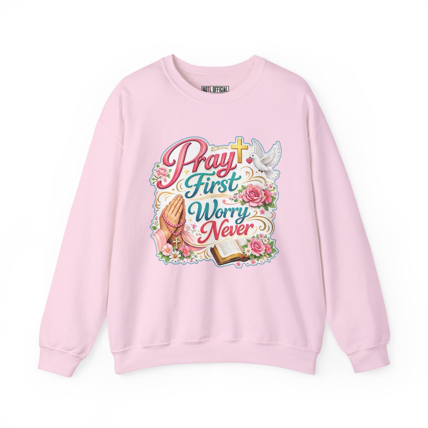 Pray First, Worry Never Unisex Heavy Blend™ Crewneck Sweatshirt