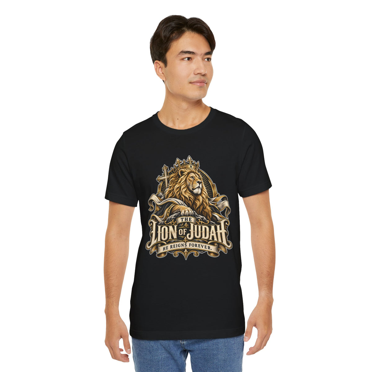 Lion of Judah — He Reigns Forever Christian T-shirt