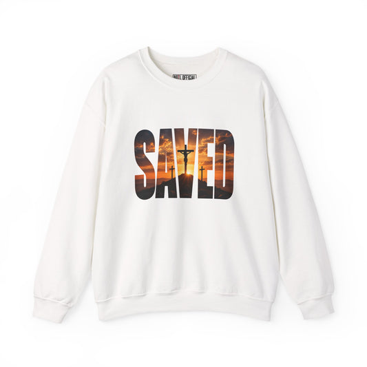 Saved — By the Cross Christian  Sweatshirt. Simple, powerful, and unmistakably Christian. 