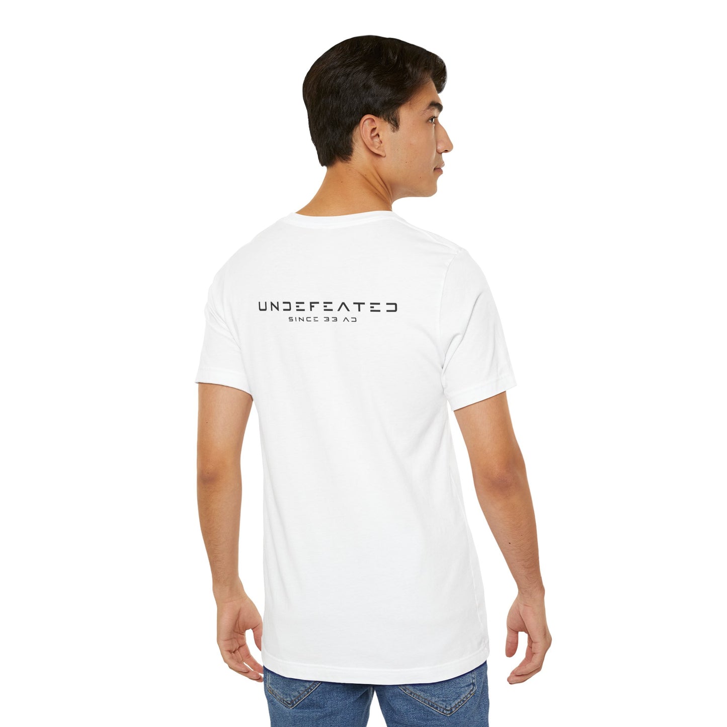 Team Jesus Modern Script, Undefeated Since 33 AD Unisex Short Sleeve Tee