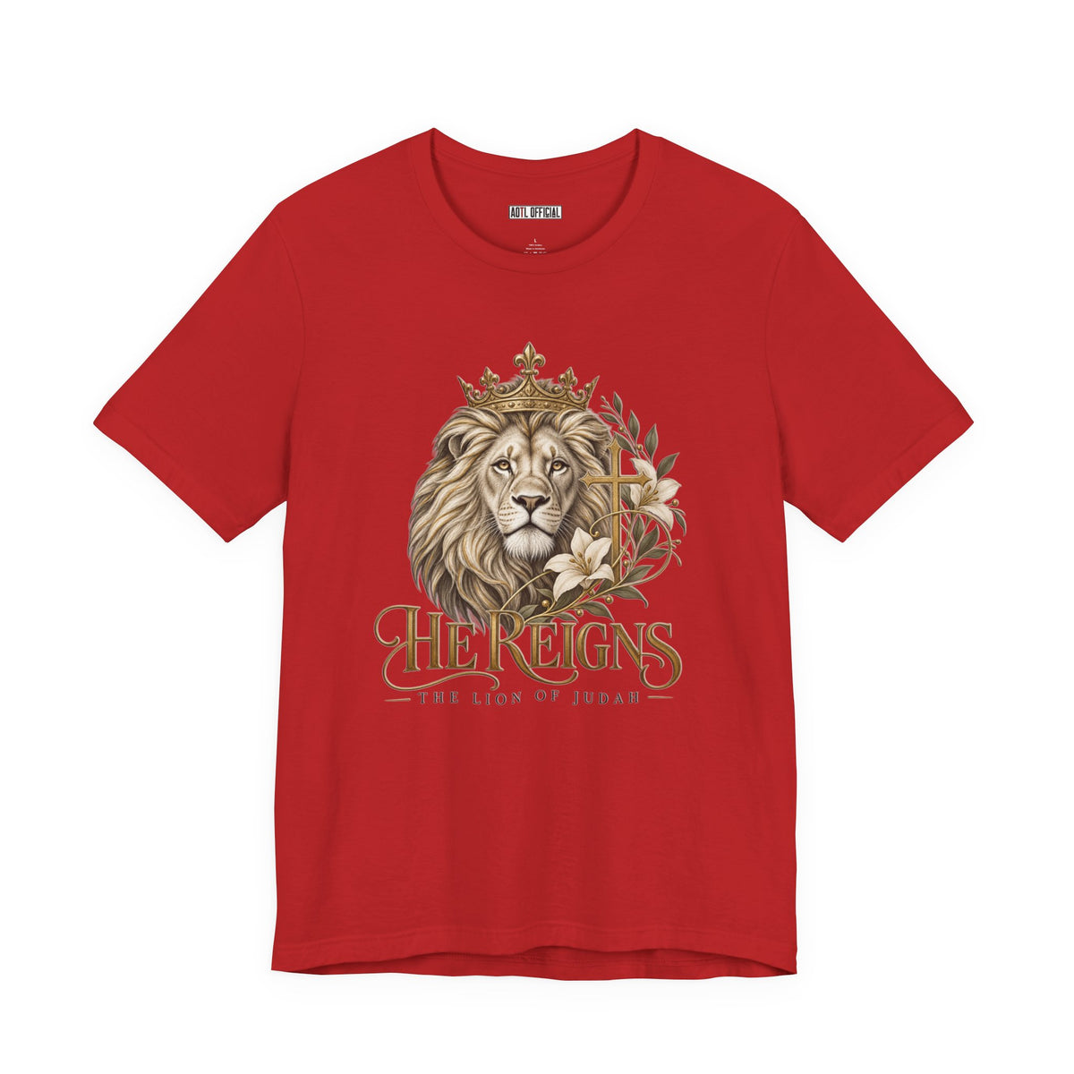 Lion of Judah — He Reigns Christian T-shirt