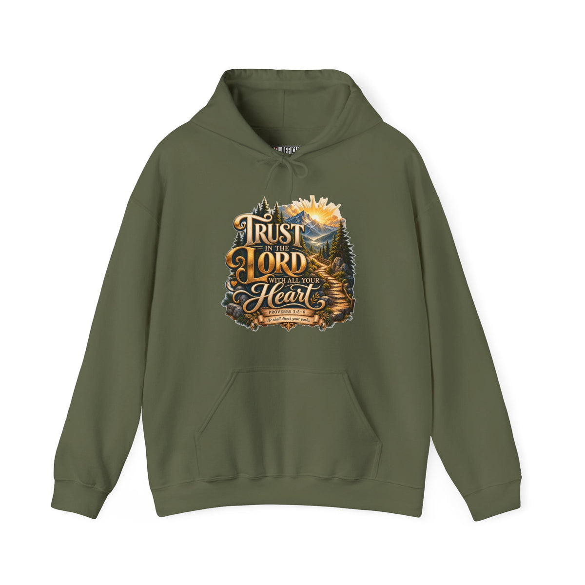 Trust in the Lord With All Your Heart – Proverbs 3:5-6 Mountain Path Design Christian Hoodie