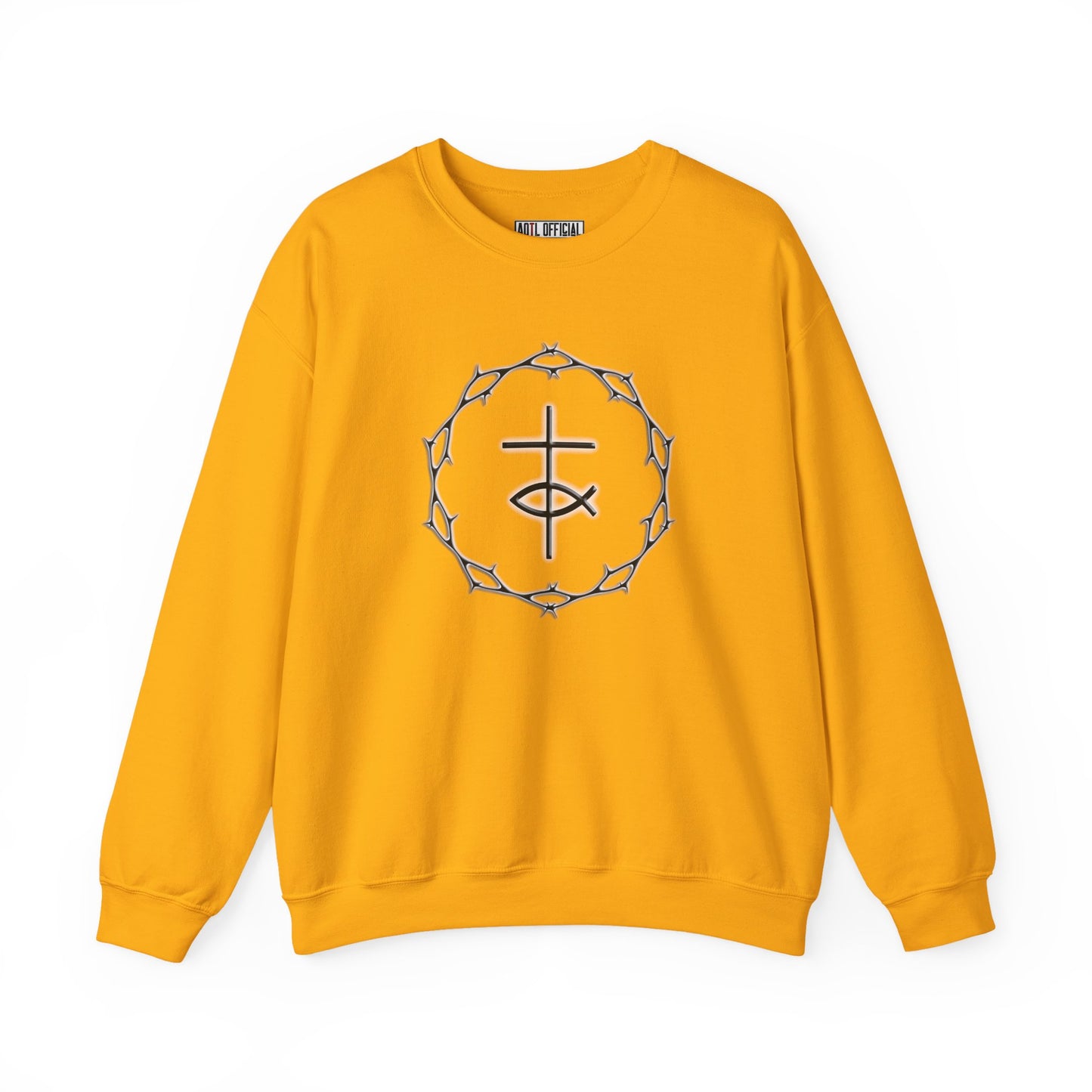 Circle of Thorns, Cross & Fish Unisex Heavy Blend™ Crewneck Sweatshirt