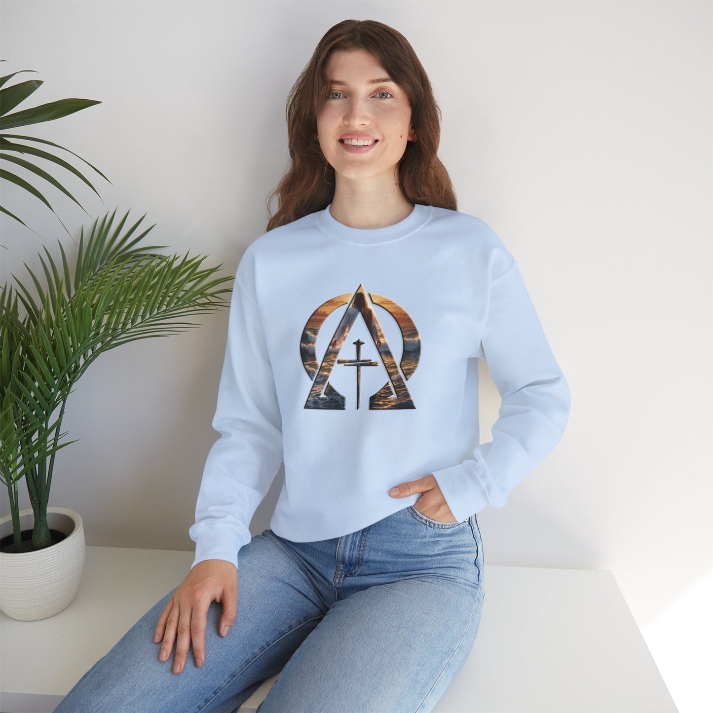 Alpha & Omega Divine Walking on Water Unisex Heavy Blend™ Crewneck Sweatshirt