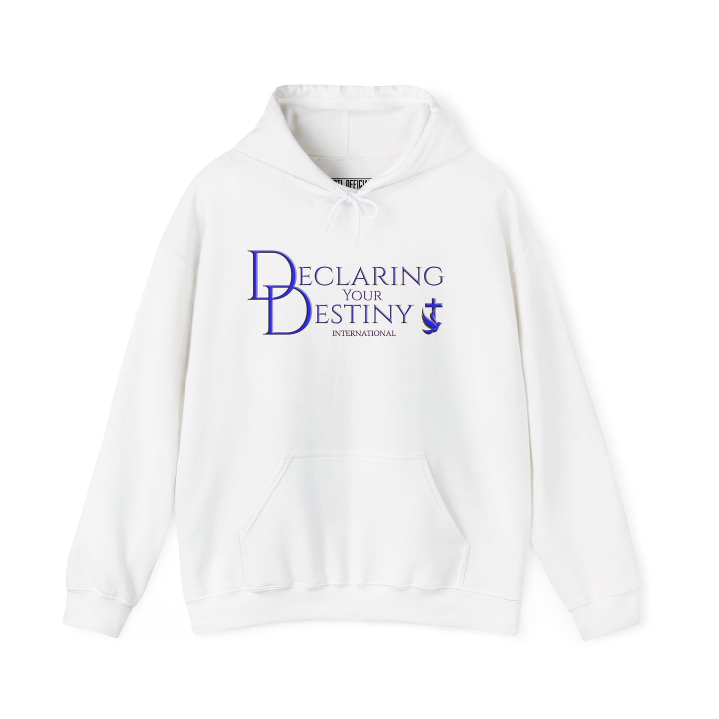 Declaring Your Destiny Blue & Gold logo/ Romans 8:31  Unisex Heavy Blend™ Hooded Sweatshirt
