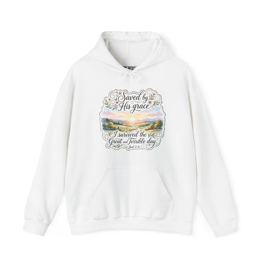 Grace Beyond the Horizon – I Survived the Great and Terrible Day (Joel 2:31) Christian Hoodie