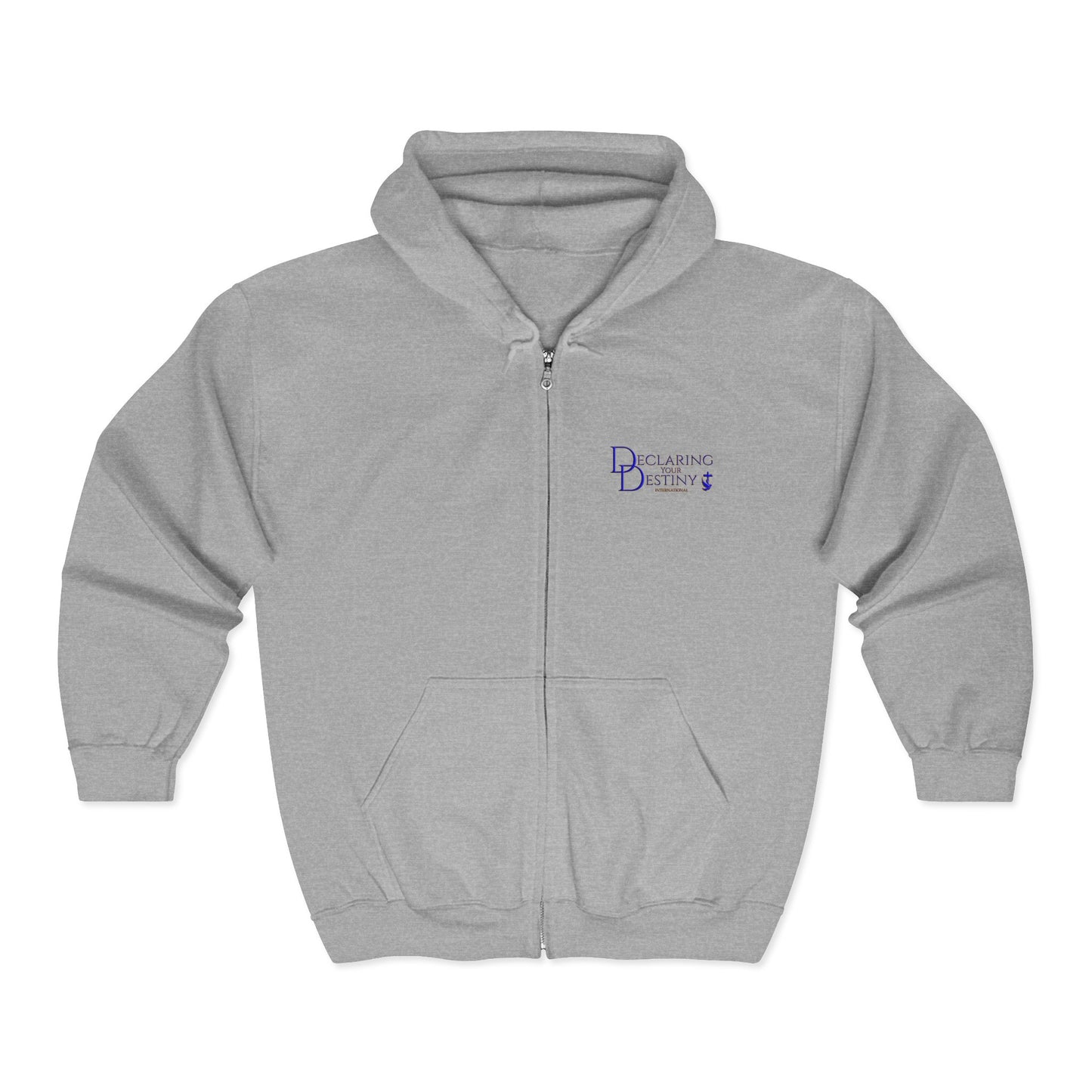 DYD  Single Sided Full-Zip Sweatshirt featuring the Blue/Gold Declaring Your Destiny logo