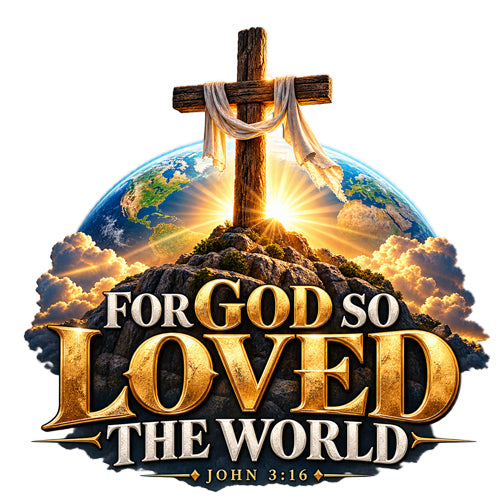 For God So Loved the World – John 3:16 Cross Design Christian Long Sleeve Shirt