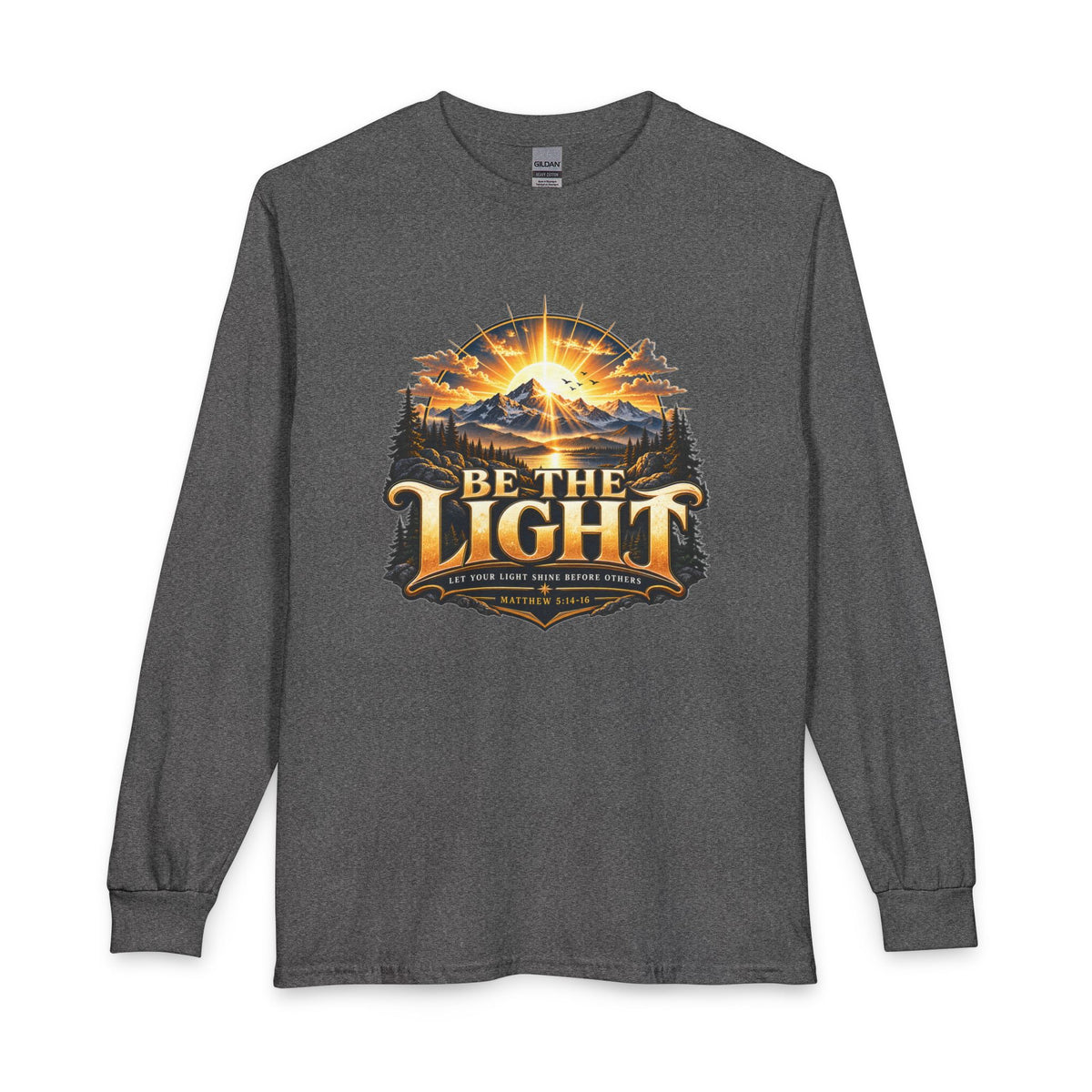 Be the Light – Matthew 5:14-16 Christian Mountain Design Long Sleeve Shirt