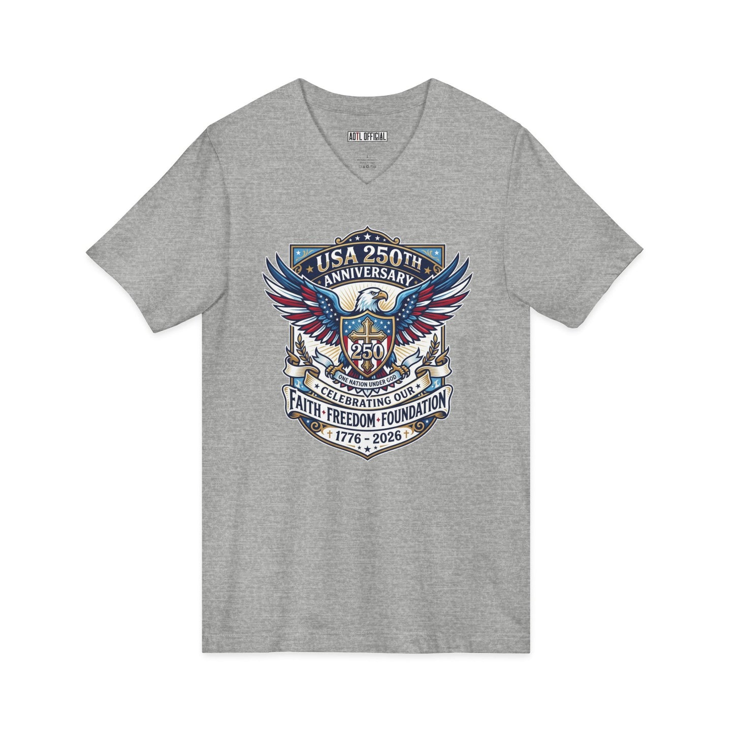 250 Years, One Nation under God  V-Neck Tee