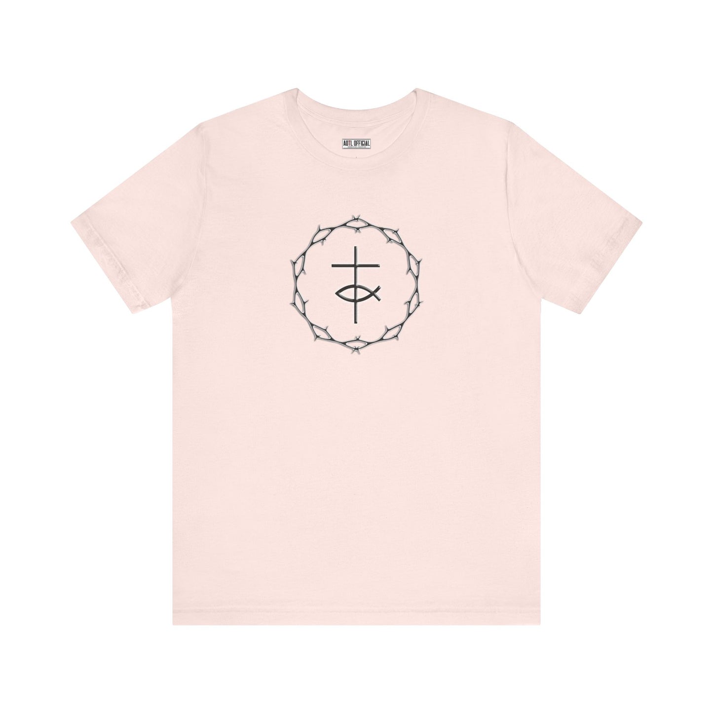Circle of Thorns & Cross with Fish Unisex Jersey Short Sleeve Tee