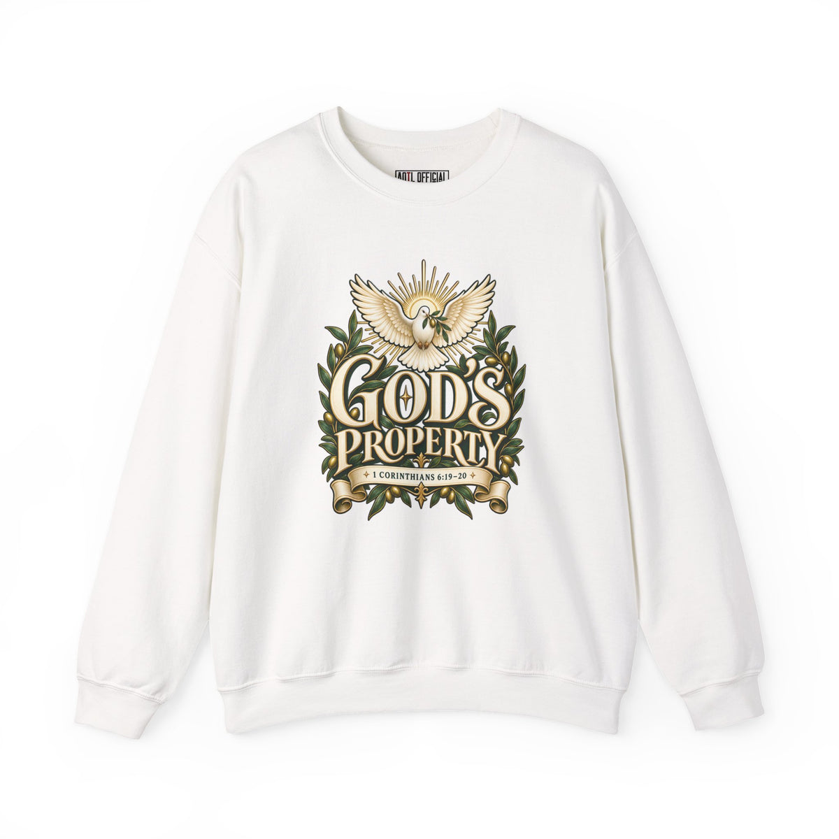 God’s Property — Bought with a Price Christian Sweatshirt. Inspired by 1 Corinthians 6:19–20, this design reminds you that you belong to God.