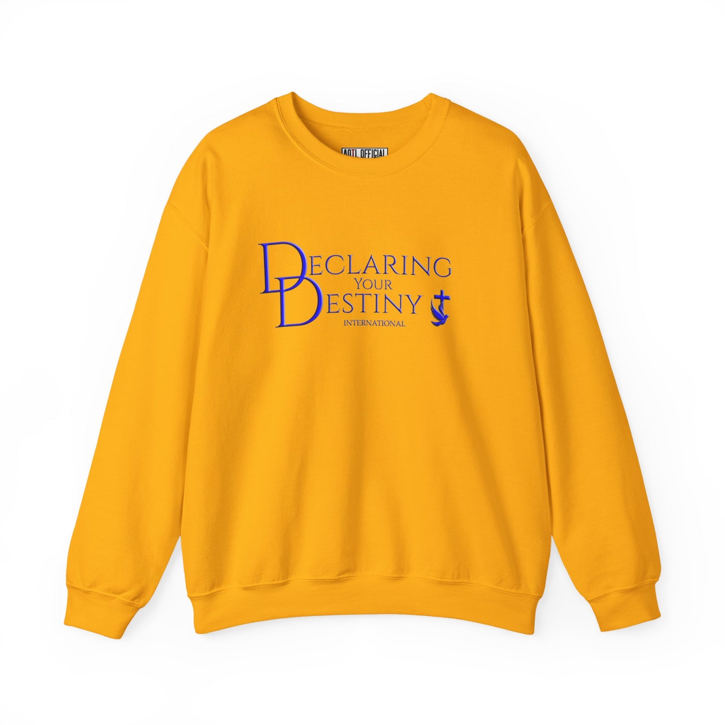 Declaring Your Destiny Blue & Gold Logo/ Philippians 4:13 Unisex Heavy Blend™ Crewneck Sweatshirt