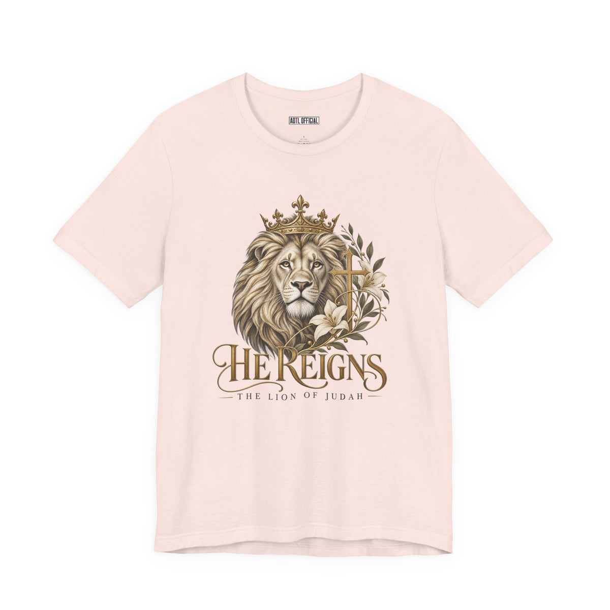 Lion of Judah — He Reigns Christian T-shirt
