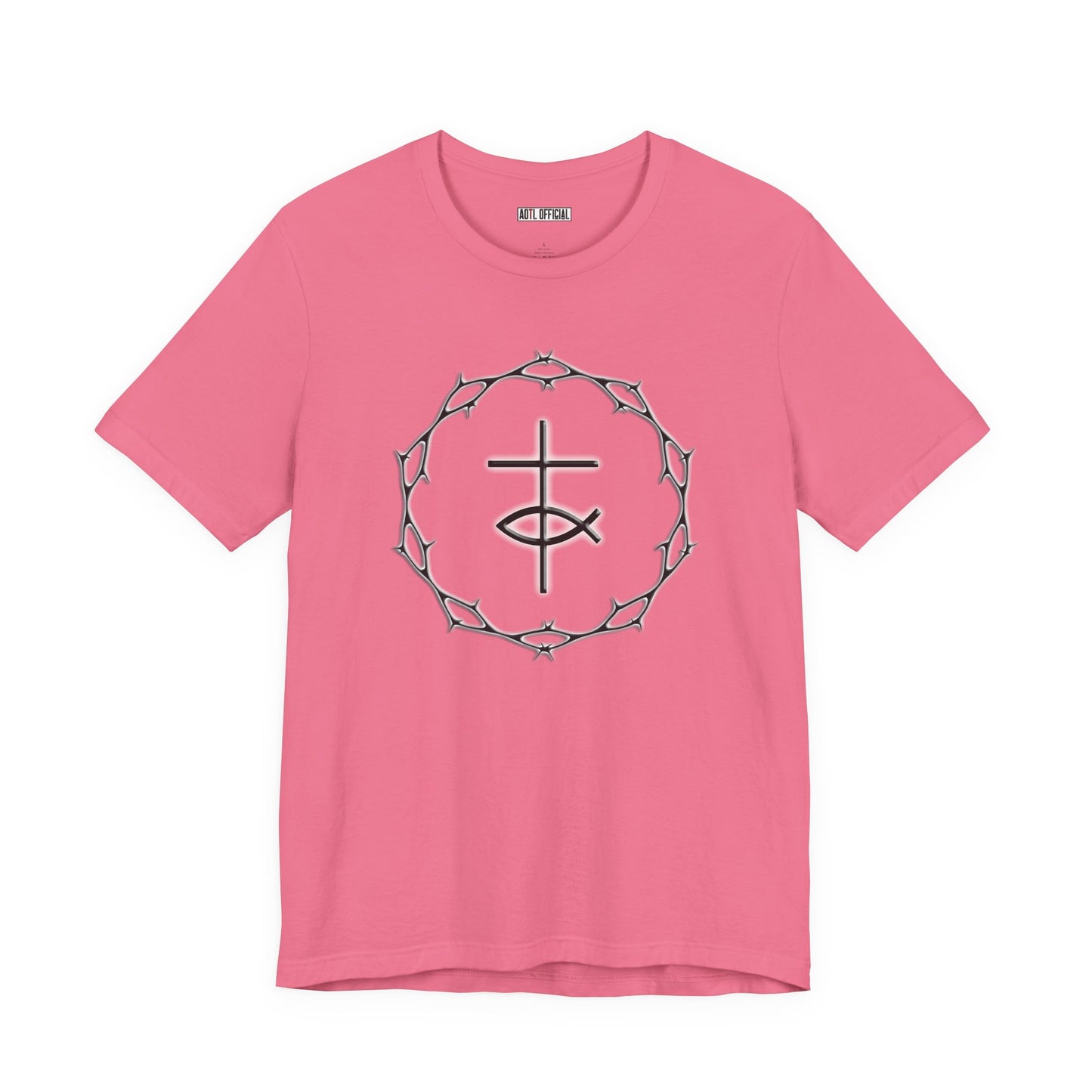Circle of Thorns & Cross with Fish Unisex Jersey Short Sleeve Tee