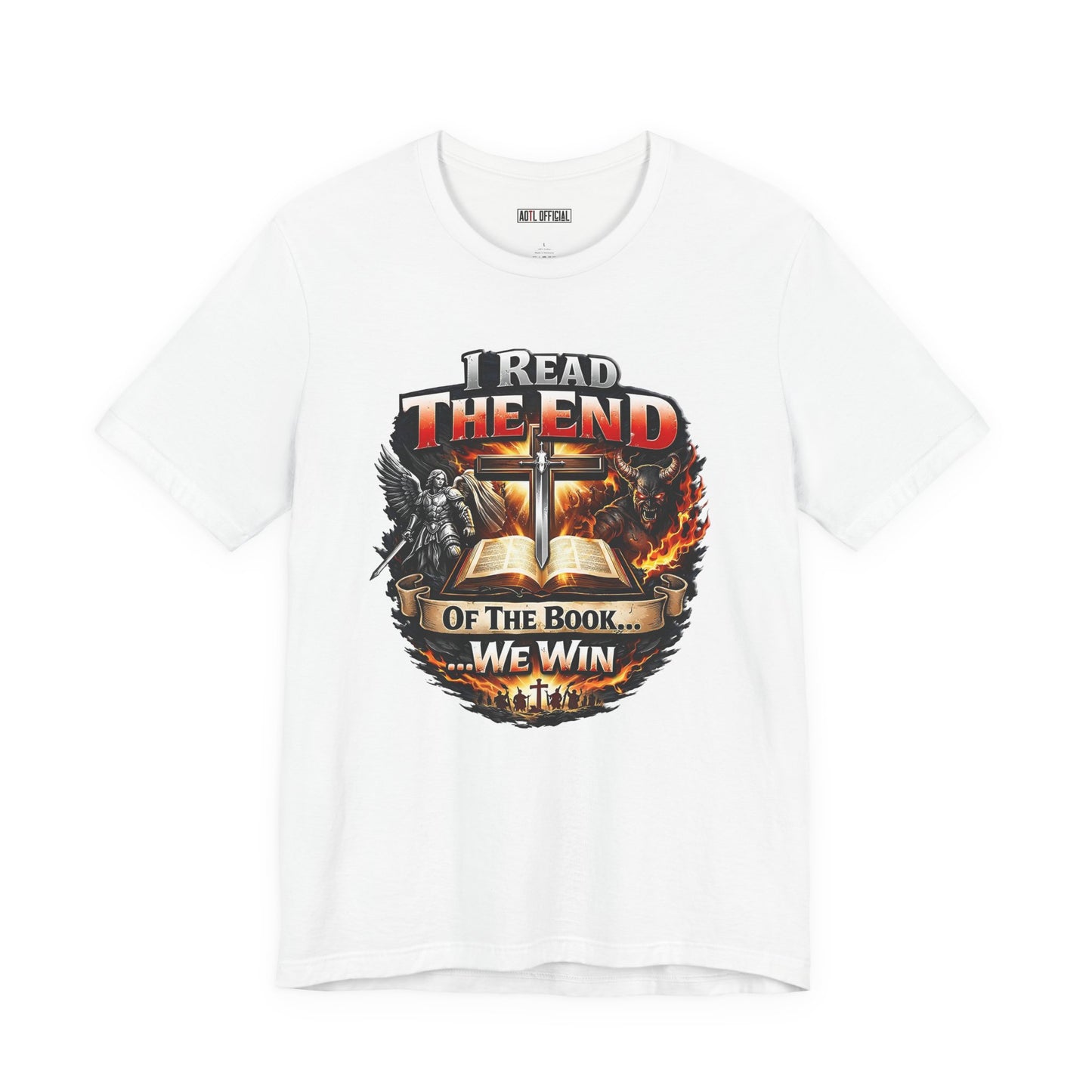 I Read the End of the Book, We Win Christian Short Sleeve Tee