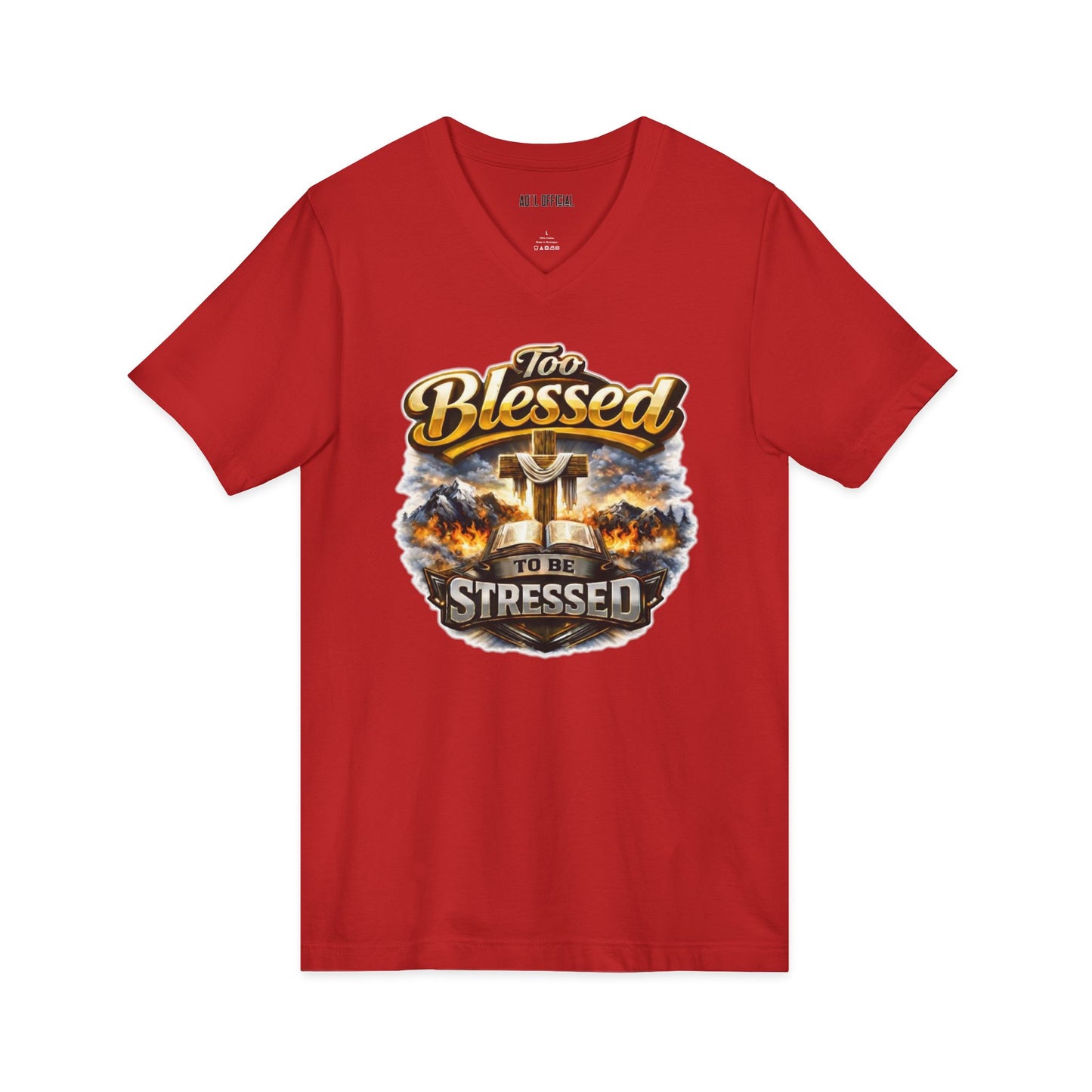 Too Blessed To Be Stressed  V-Neck Tee