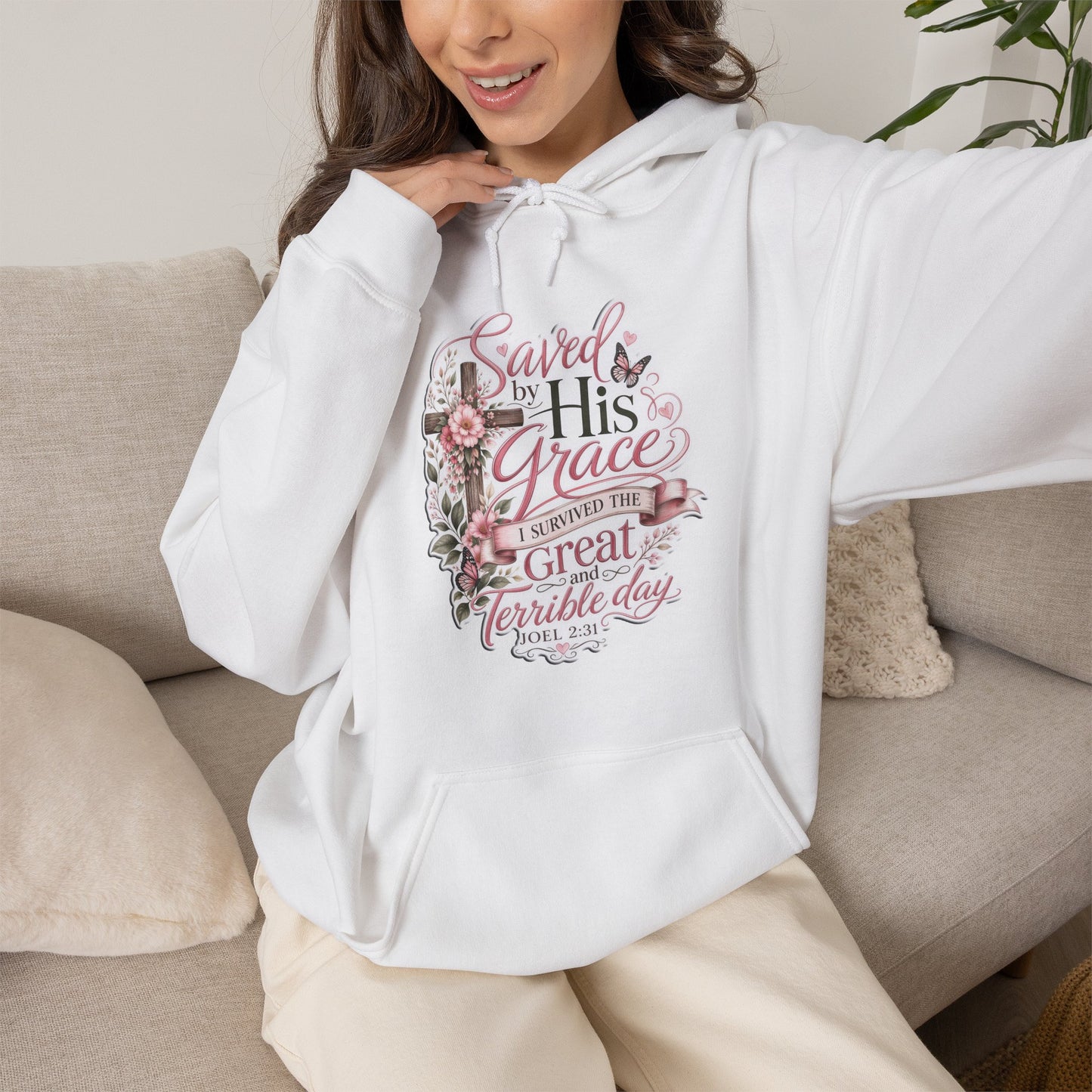 Grace in Bloom – I Survived the Great and Terrible Day (Joel 2:31) Christian Hoodie