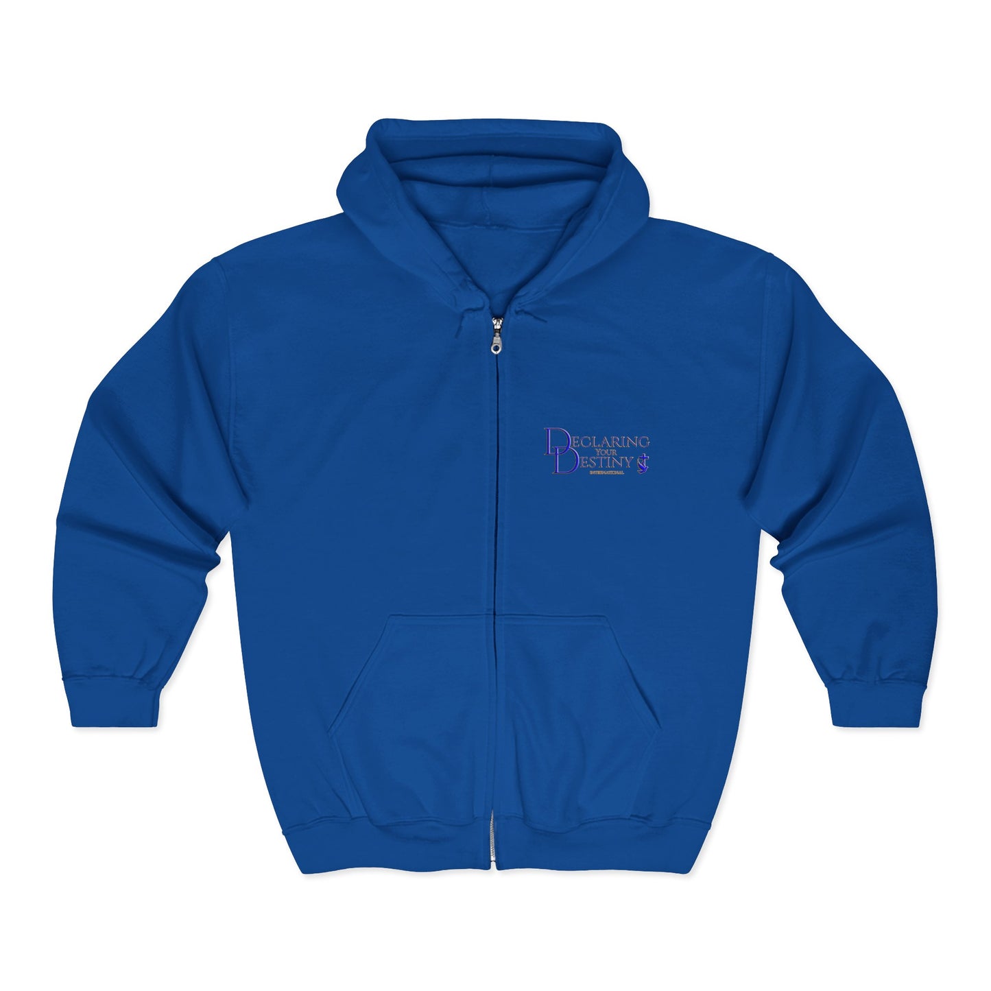 DYD  2 Sided Full-Zip Sweatshirt featuring the Blue and Gold DYD logo front, In Crowd logo on back