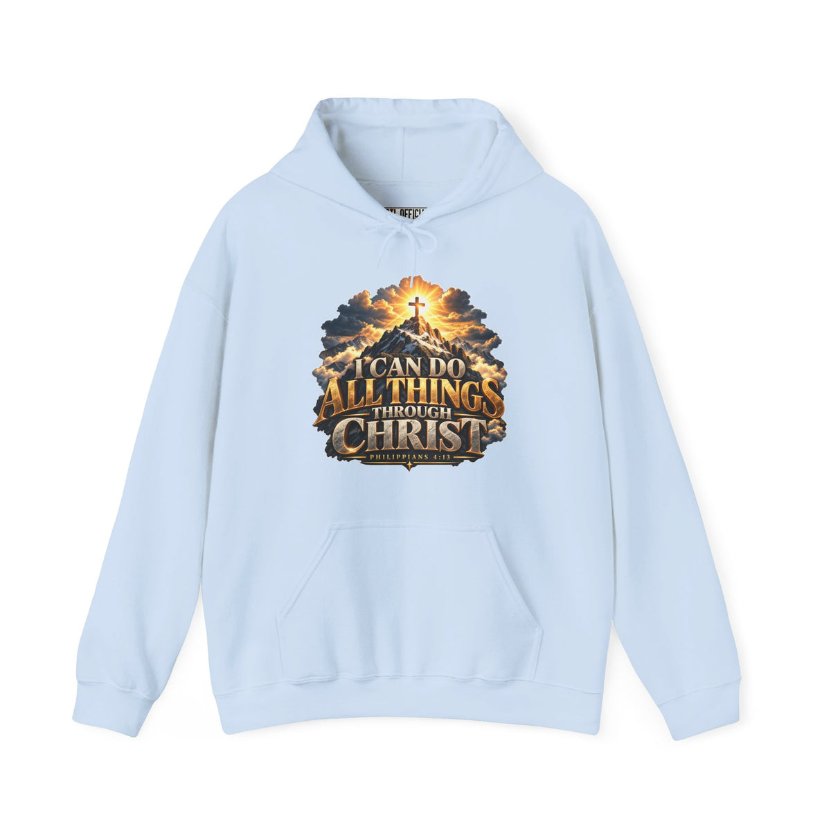 I Can Do All Things Through Christ – Philippians 4:13 Mountain Cross Design Christian Hoodie