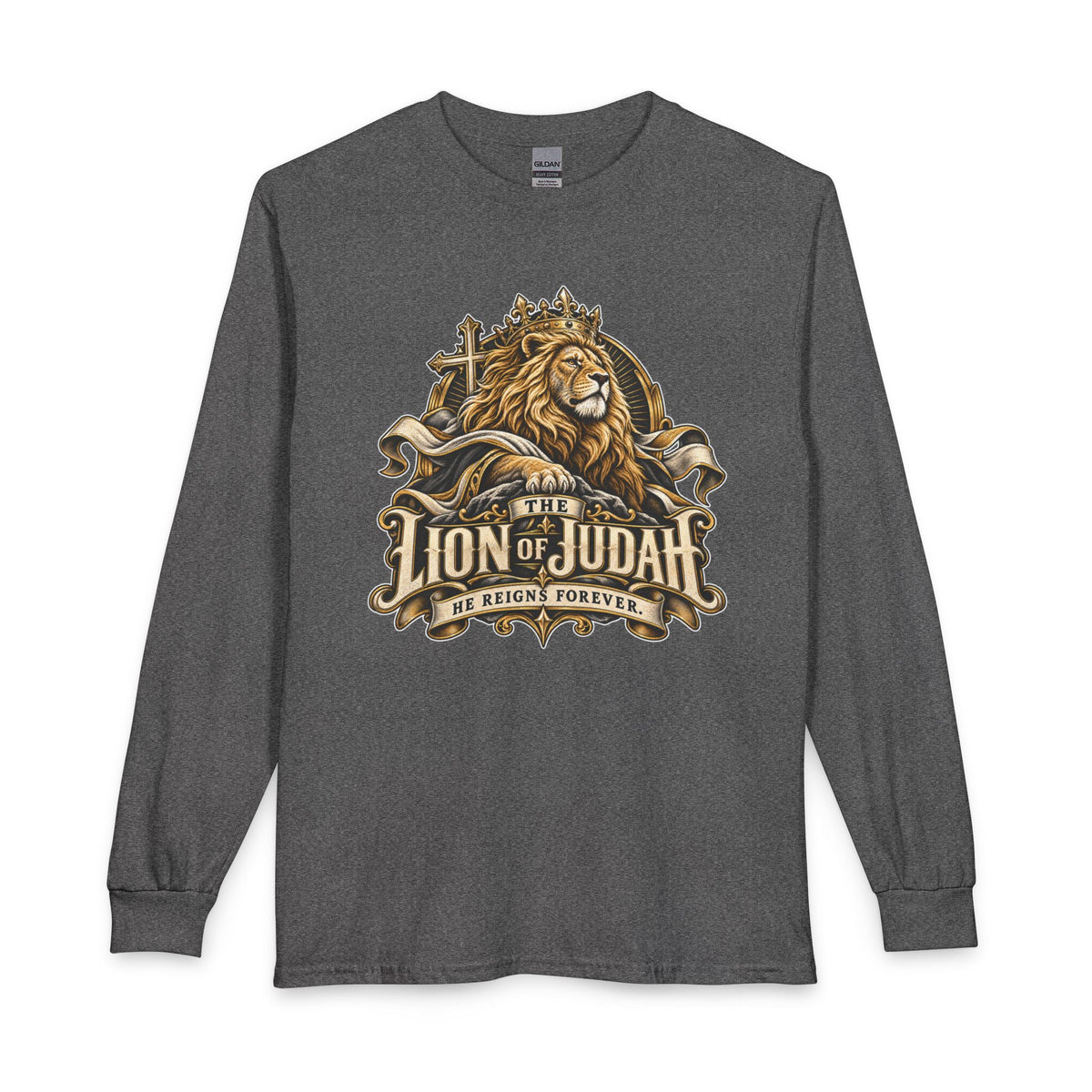 Lion of Judah —He Reigns Forever Christian Long Sleeve Shirt