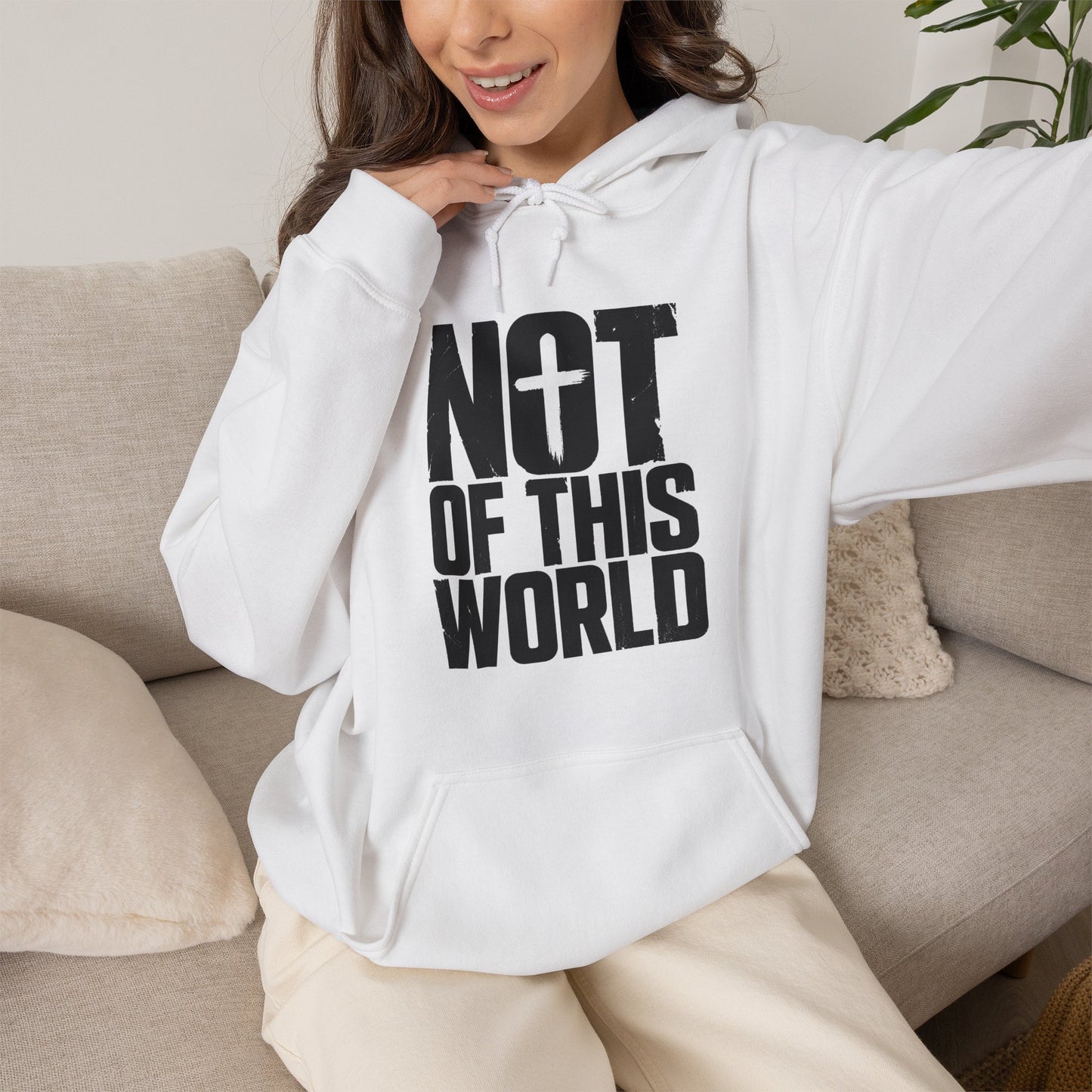 Not Of This World Black Text Christian Hoodie