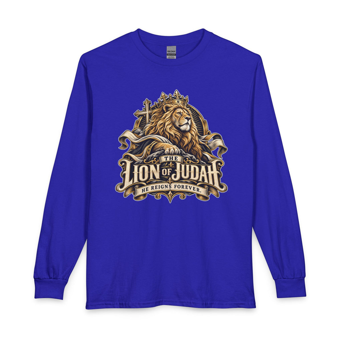 Lion of Judah —He Reigns Forever Christian Long Sleeve Shirt