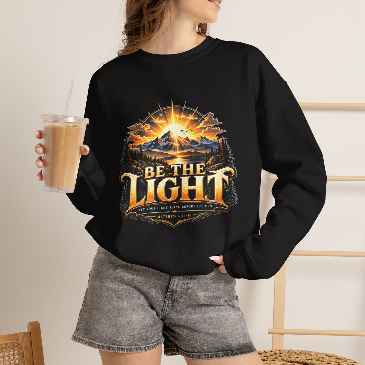 Be the Light – Matthew 5:14-16 Christian Mountain Design Christian  Sweatshirt