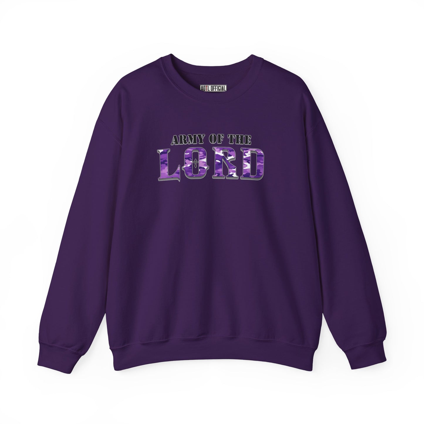 Purple Camo Army of the Lord Unisex Heavy Blend™ Crewneck Sweatshirt