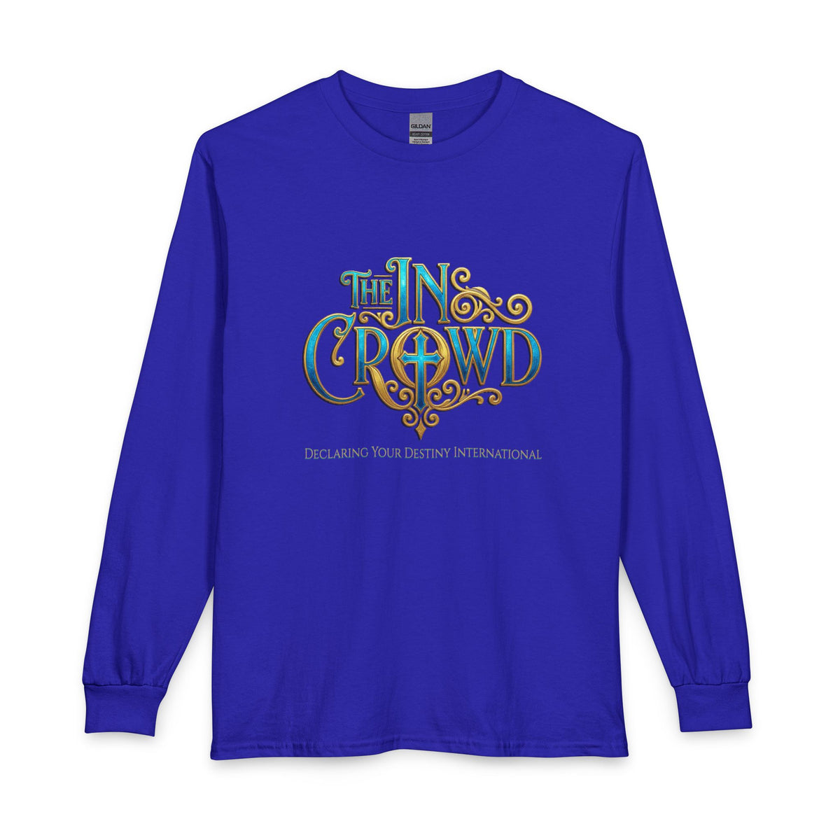 Ornate The In Crowd Blue & Gold Christian Long Sleeve Shirt