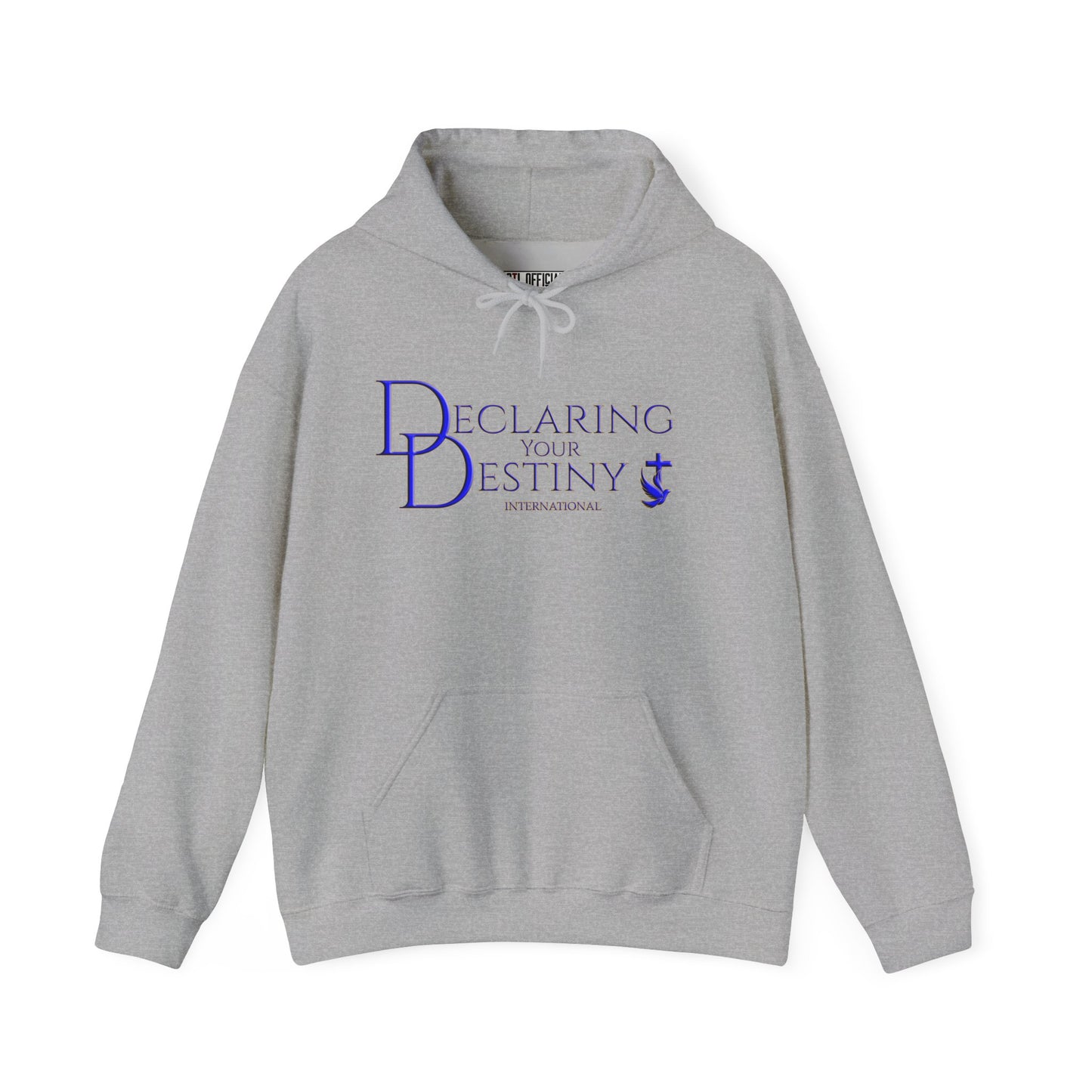 Declaring Your Destiny Blue & Gold logo/ Romans 8:31  Unisex Heavy Blend™ Hooded Sweatshirt