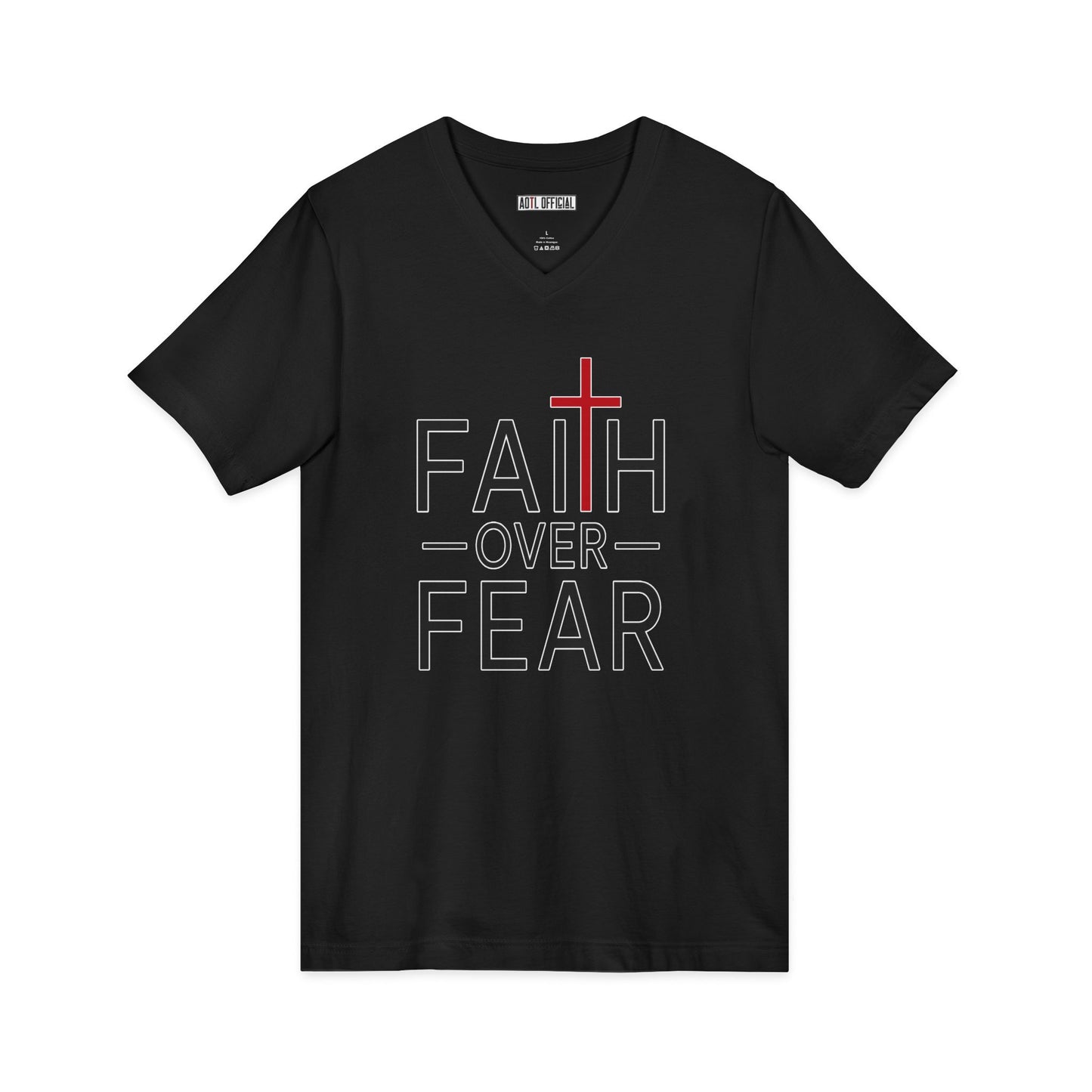 Faith Over Fear Christian V-Neck Tee