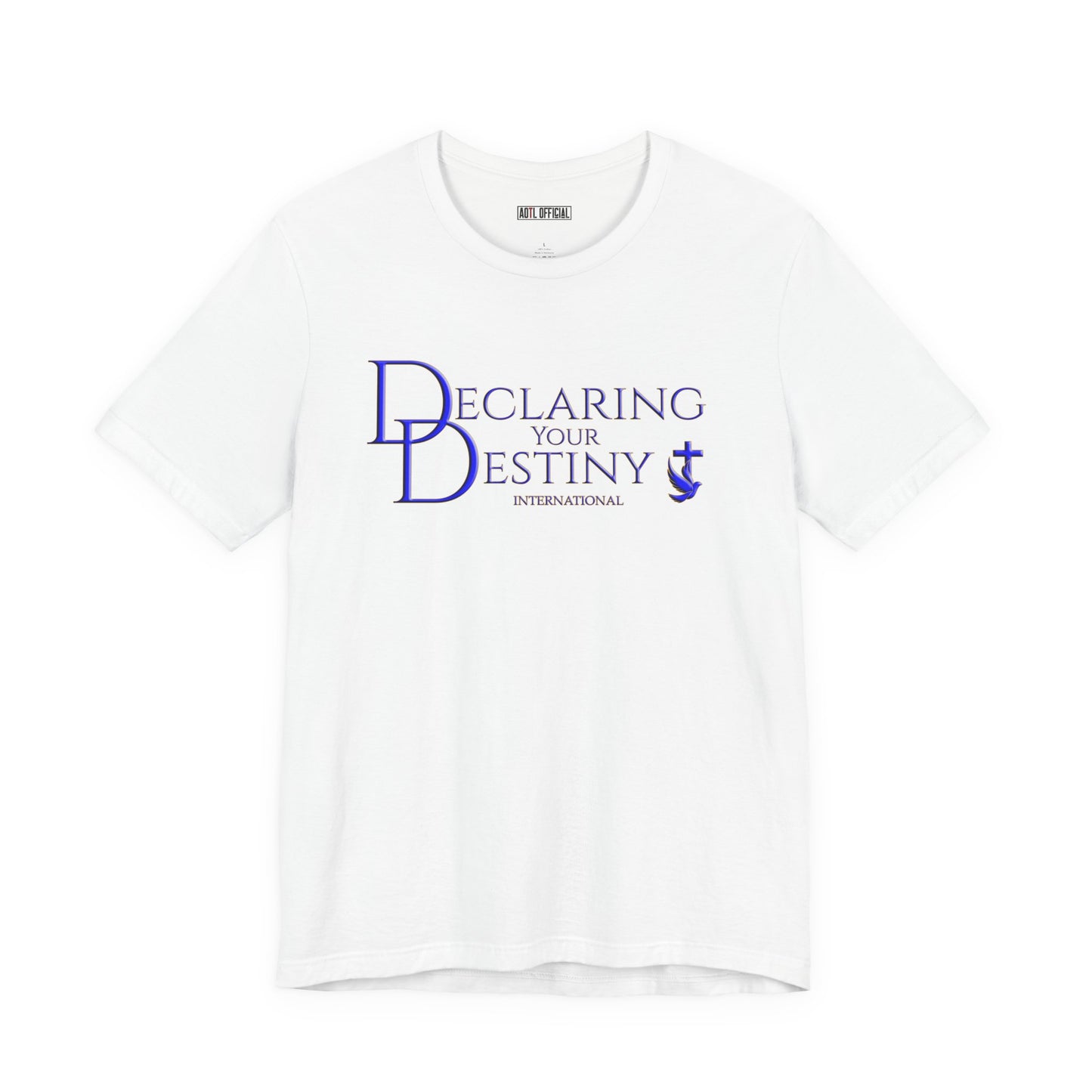 Declaring Your Destiny Blue & Gold logo/ Alpha & Omega Jesus Walking On Water t-shirt