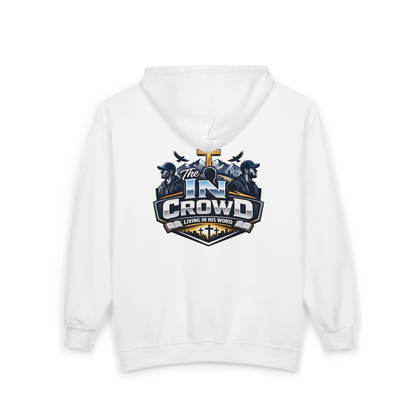 Men's DYD  2 Sided Full-Zip Sweatshirt featuring the Blue and Gold DYD logo front, In Crowd logo on back