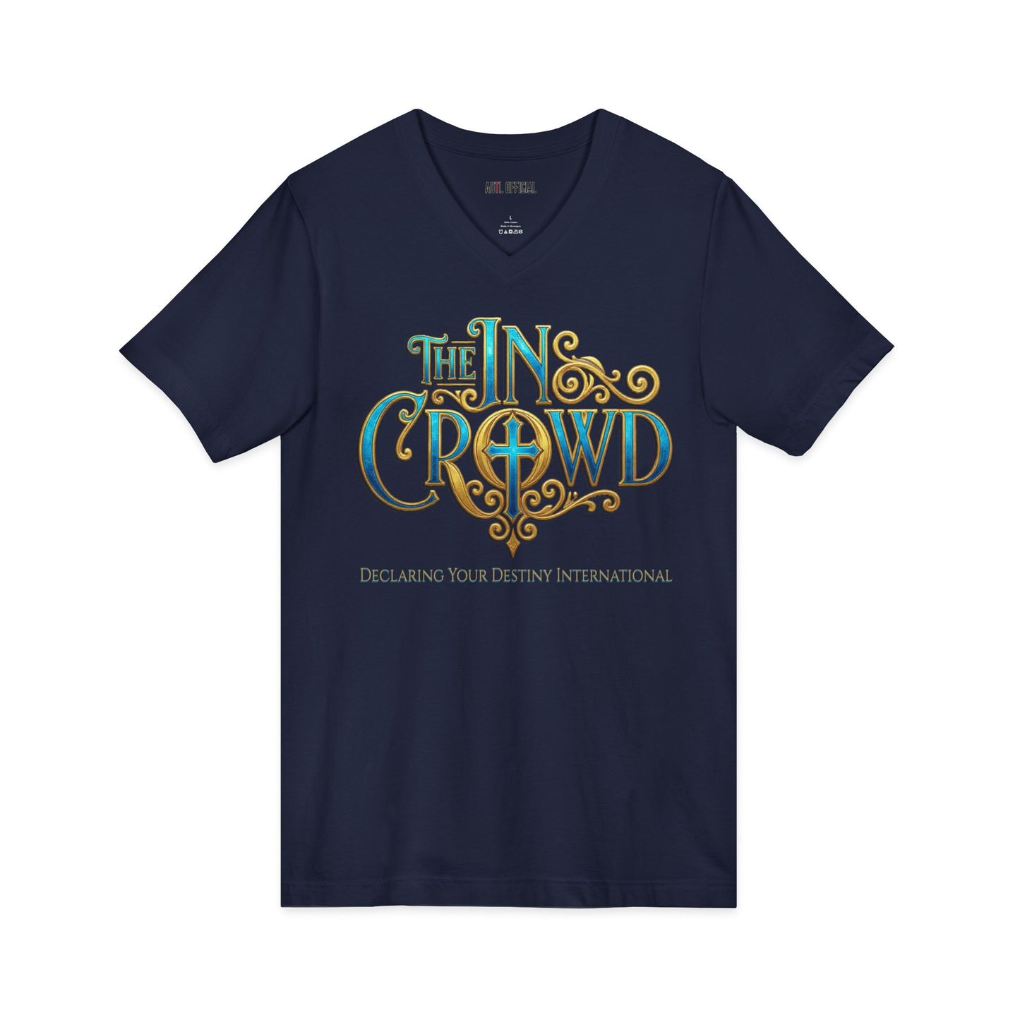 Ornate Blue and Gold The In Crowd DYD  V-Neck Tee
