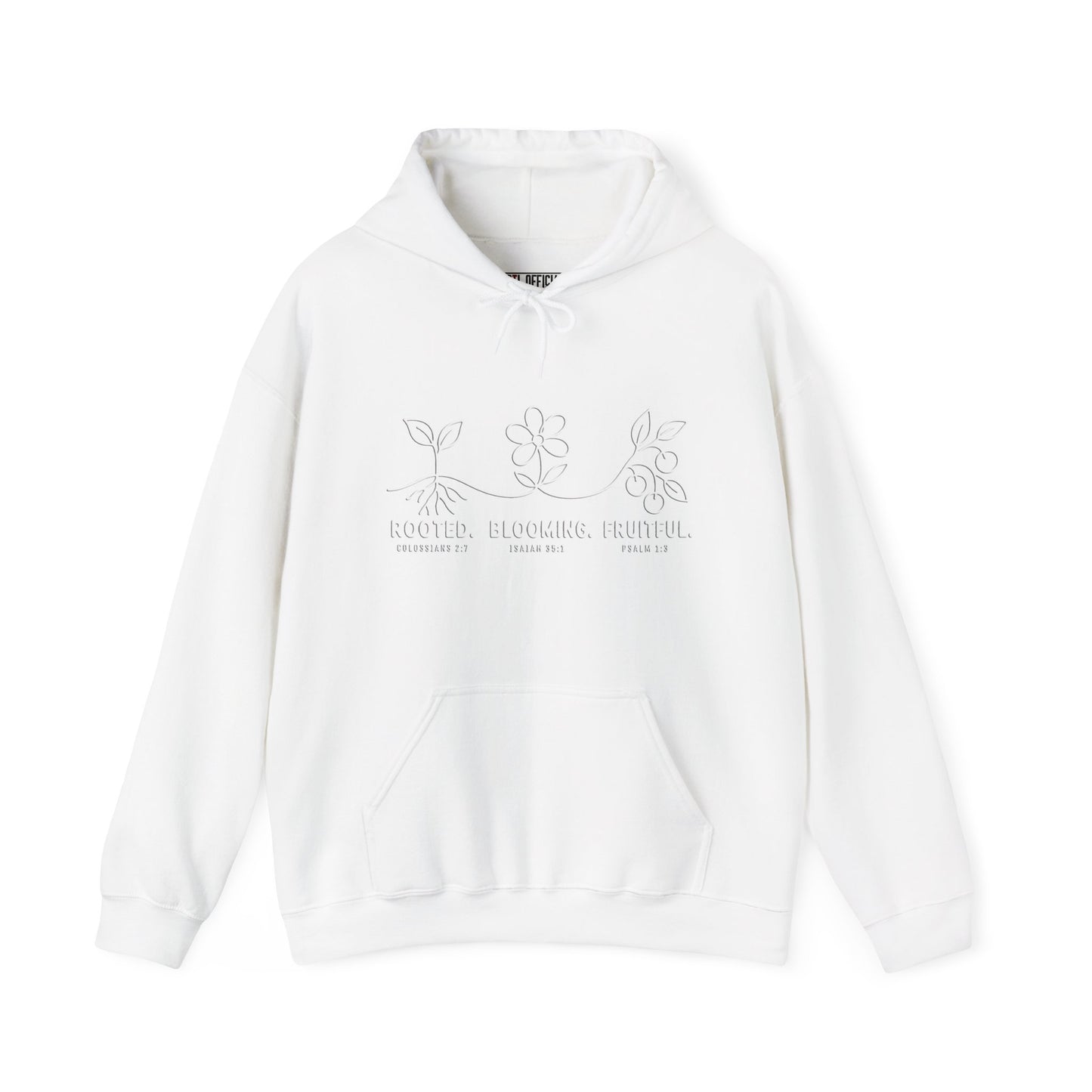 Shop the Rooted. Blooming. Fruitful. Christian Hoodie. A beautiful picture of what happens when your life is firmly planted in God. 