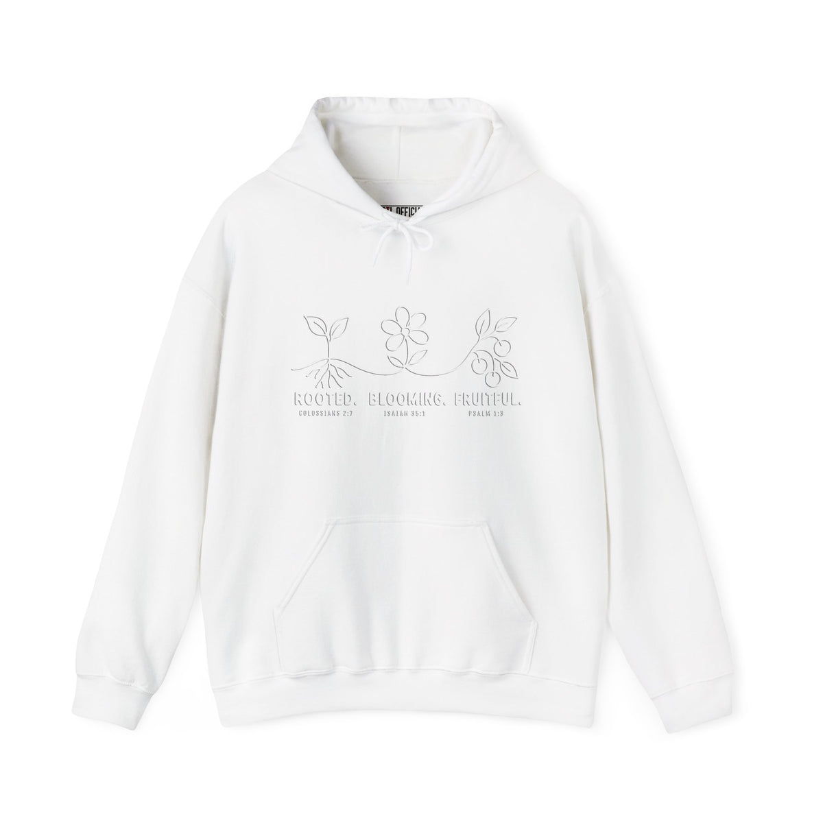 Shop the Rooted. Blooming. Fruitful. Christian Hoodie. A beautiful picture of what happens when your life is firmly planted in God. 