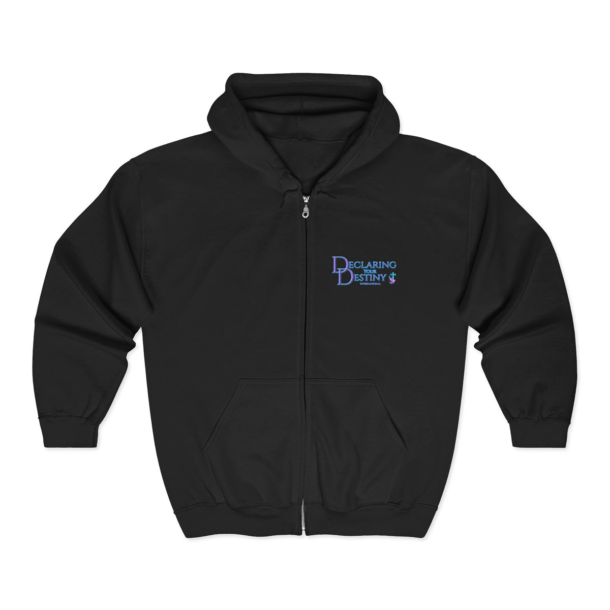 DYD  2 Sided Full-Zip Sweatshirt featuring the Purple/Teal Declaring Your Destiny logo